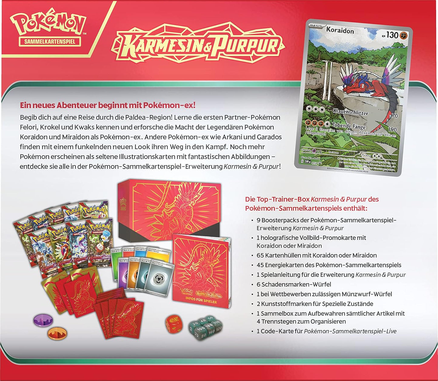 Pokémon TCG: Karmesin & Purpur - Top Trainer Box - DE Koraidon