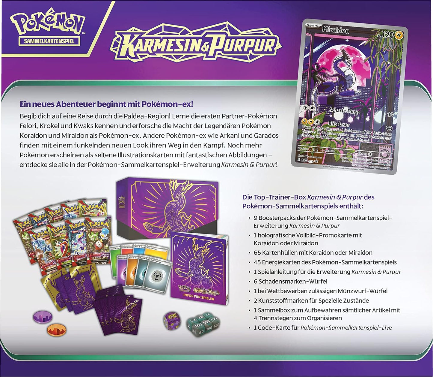 Pokémon TCG: Karmesin & Purpur - Top Trainer Box - DE Miraidon
