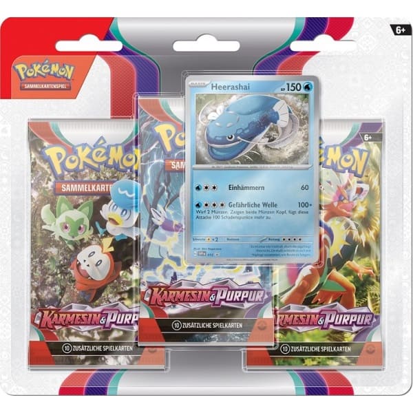 Pokémon Karmesin & Purpur Heerashai 3-Pack Blister – Deutsch