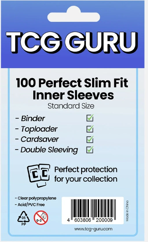 TCG Guru – Perfect Slim Fit Inner Sleeves Standard (100 Sleeves)