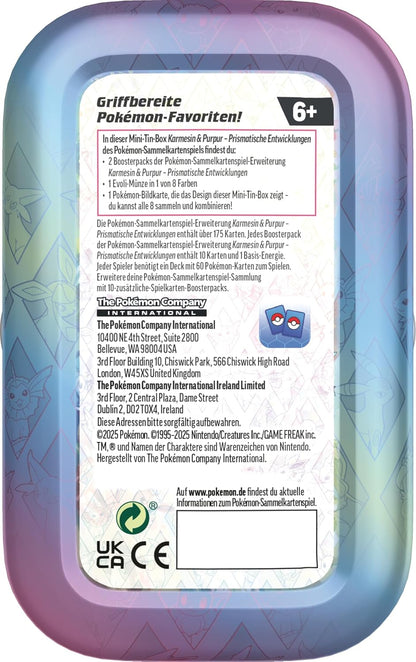 Pokemon Prismatische Entwicklungen Mini Tin Zufällige Auswahl DE