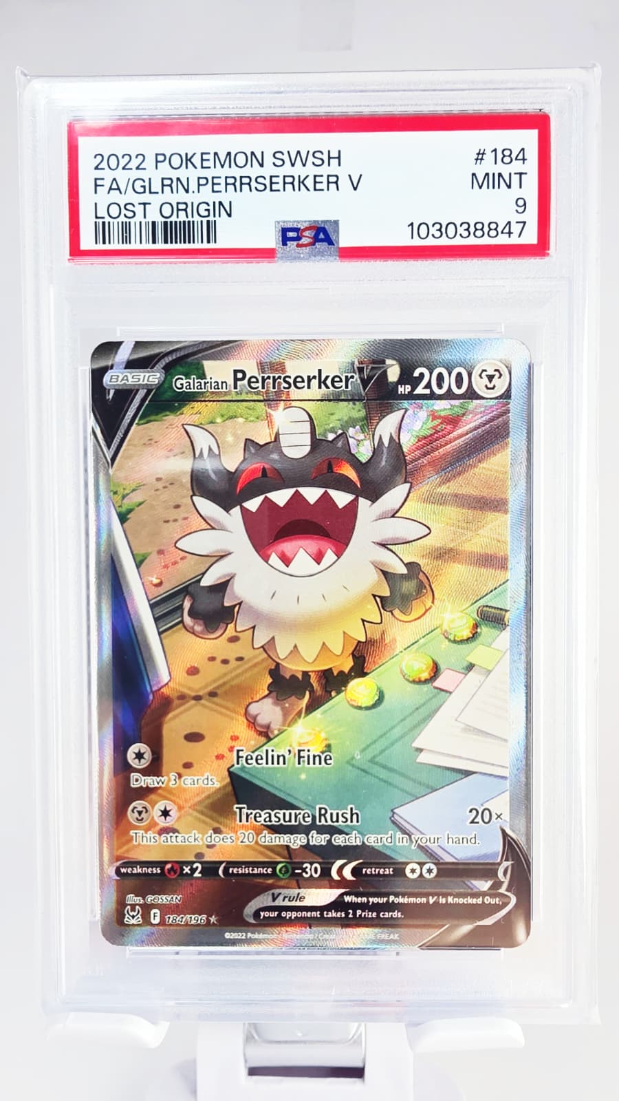 Pokémon Galar-Mauzinger (Galarian Perrserker) LOR 184 PSA 9 – EN|Englisch