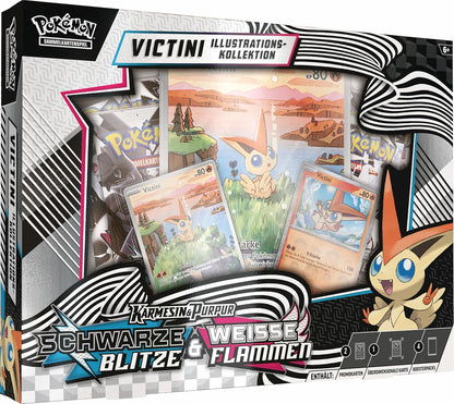 Schwarze Blitze & Weiße Flammen Victini Illustration Kollektion DE