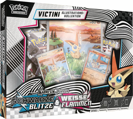 Schwarze Blitze & Weiße Flammen Victini Illustration Kollektion DE